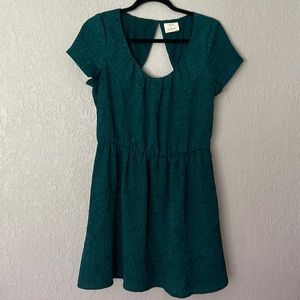 Urban Outfitters Puns & Needles Forest Green Open Back Lace Dress